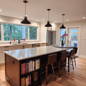 Kitchen with white cabinets